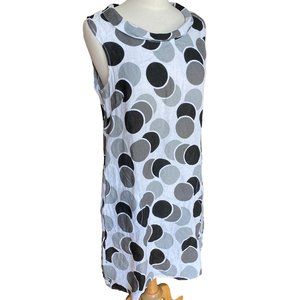 Lina Tomei 100% Linen Polka Dot Sleeveless Cowl Neck Dress Artsy Resortwear Sz S